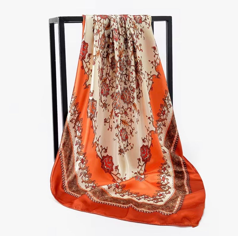 Écharpe en satin orange