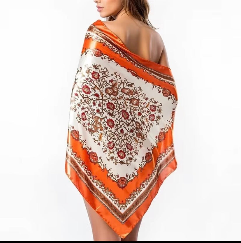 Écharpe en satin orange