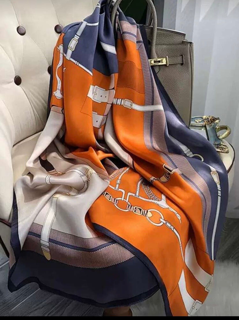 Foulard en soie imprimé ceinture