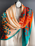 Foulard imprimé en satin de soie arbre à fleurs