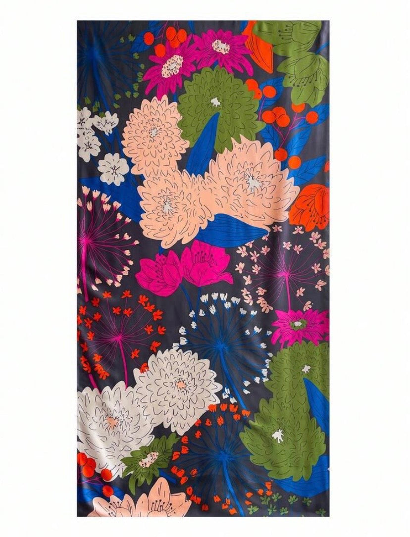 Foulard en fausse soie imprimé floral