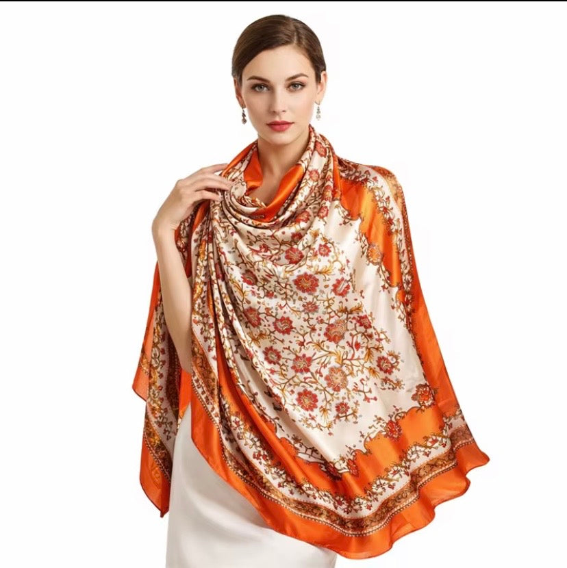 Écharpe en satin orange