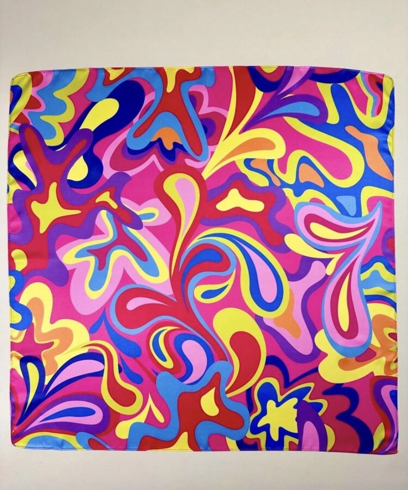 Foulard carré imprimé géométrique psychédélique