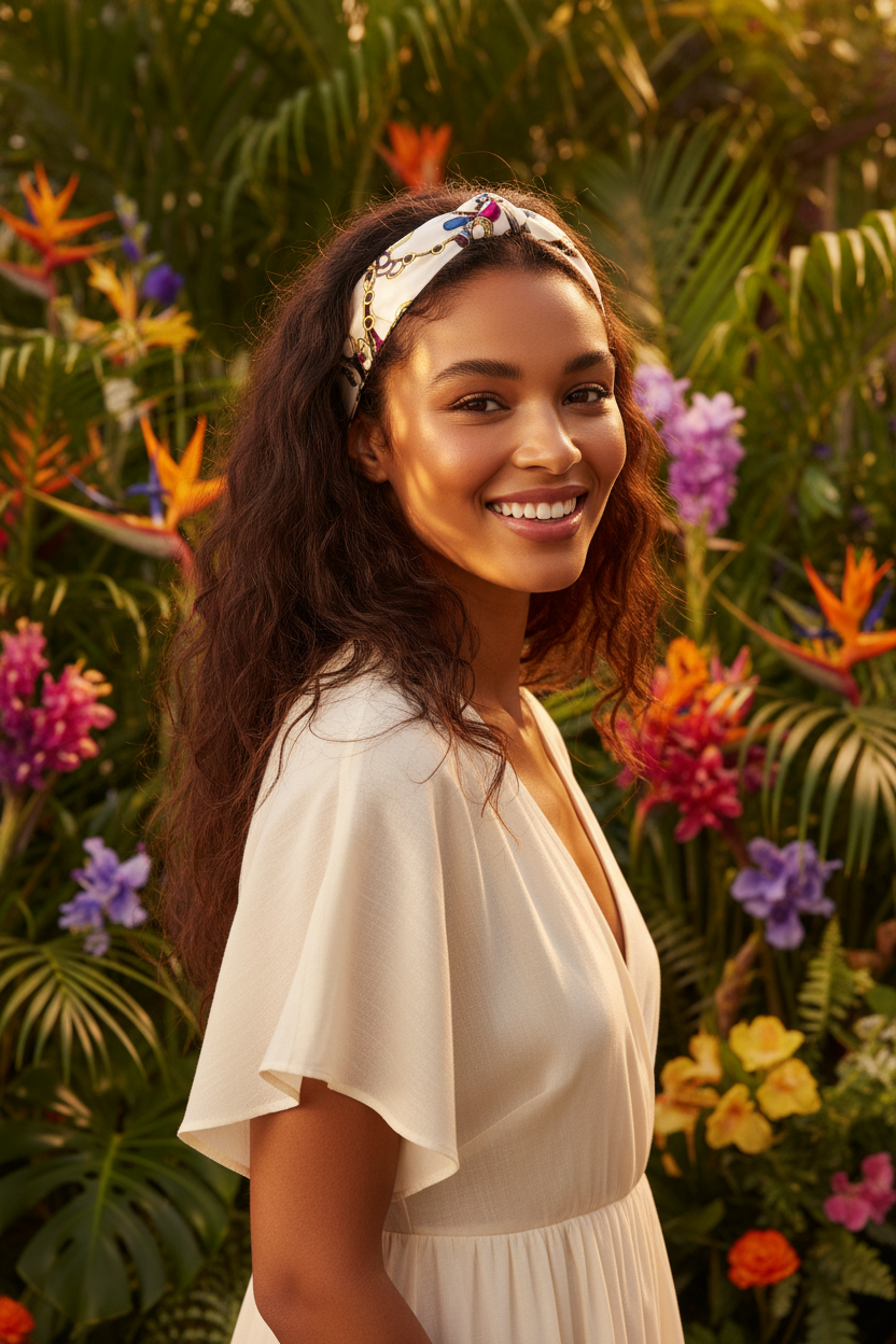 Bandeau coloré jardin tropical