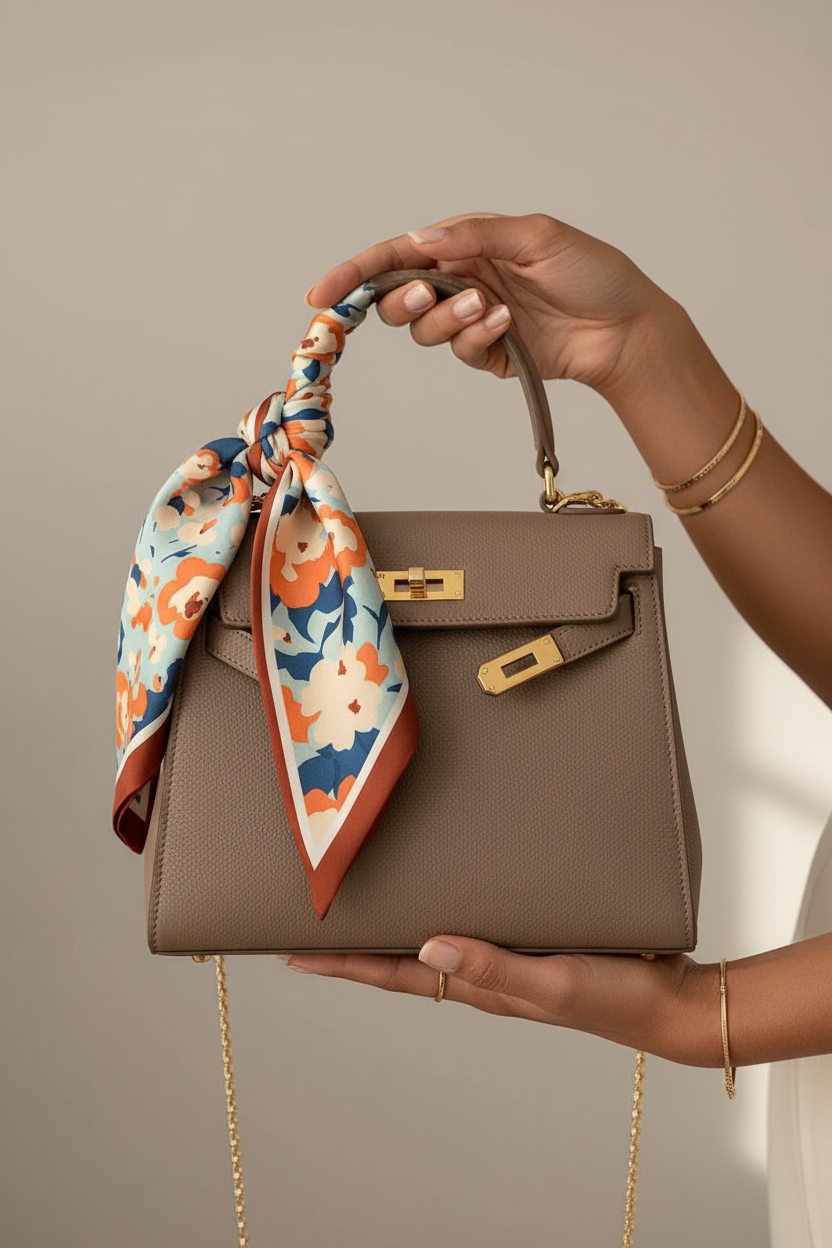 Bandeau floral sur le sac