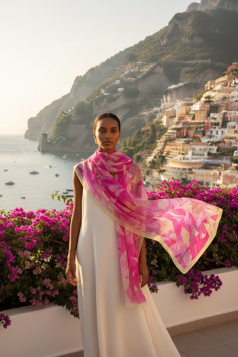 Écharpe fuchsia Positano