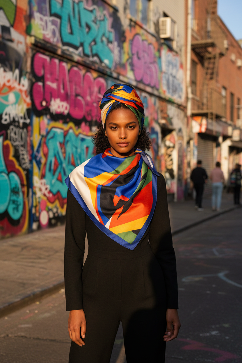Foulard bloc couleur street art