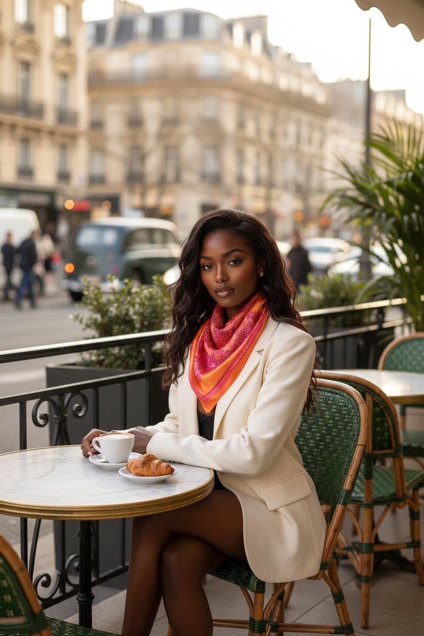 Foulard cachemire café parisien