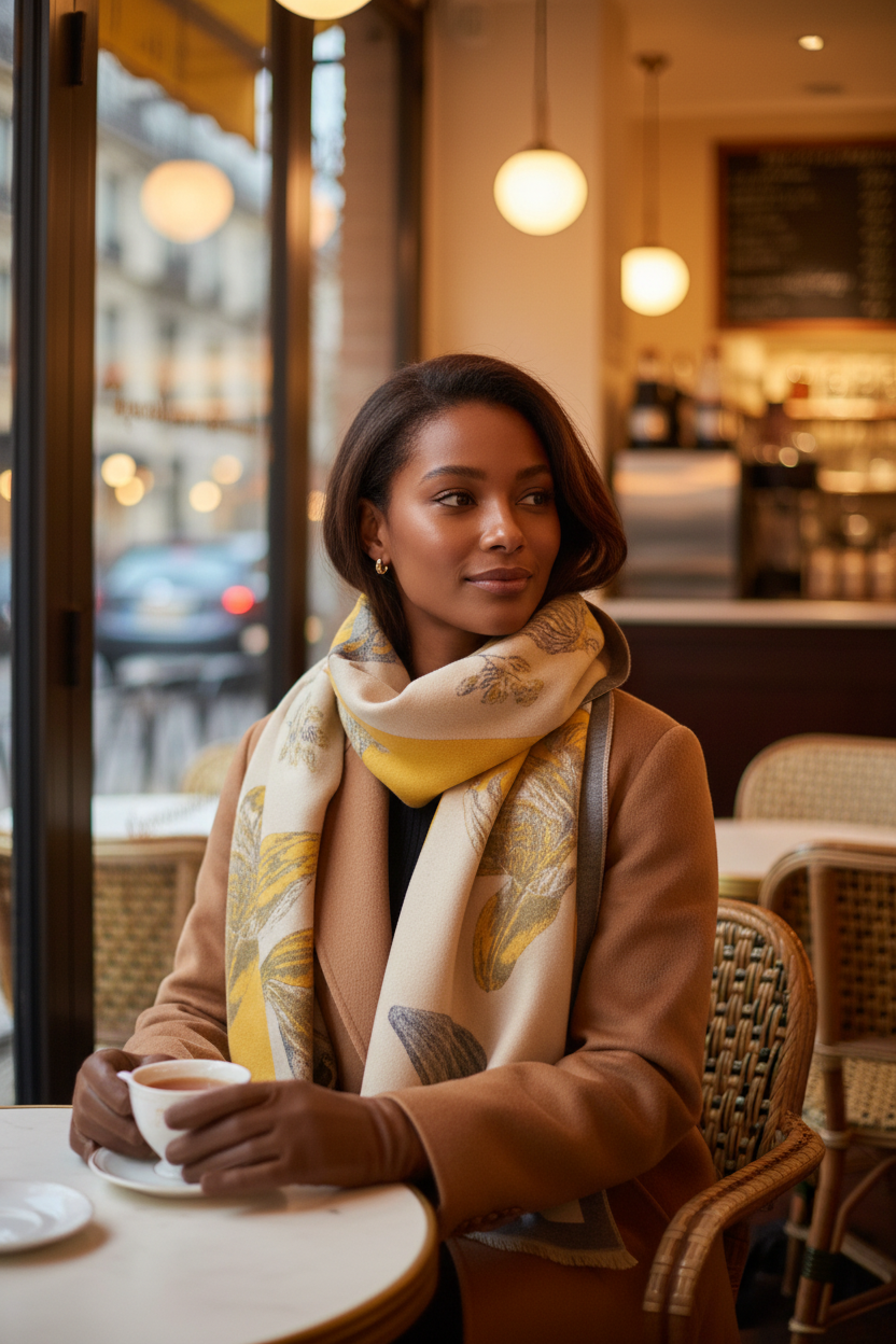 Foulard cachemire - Café