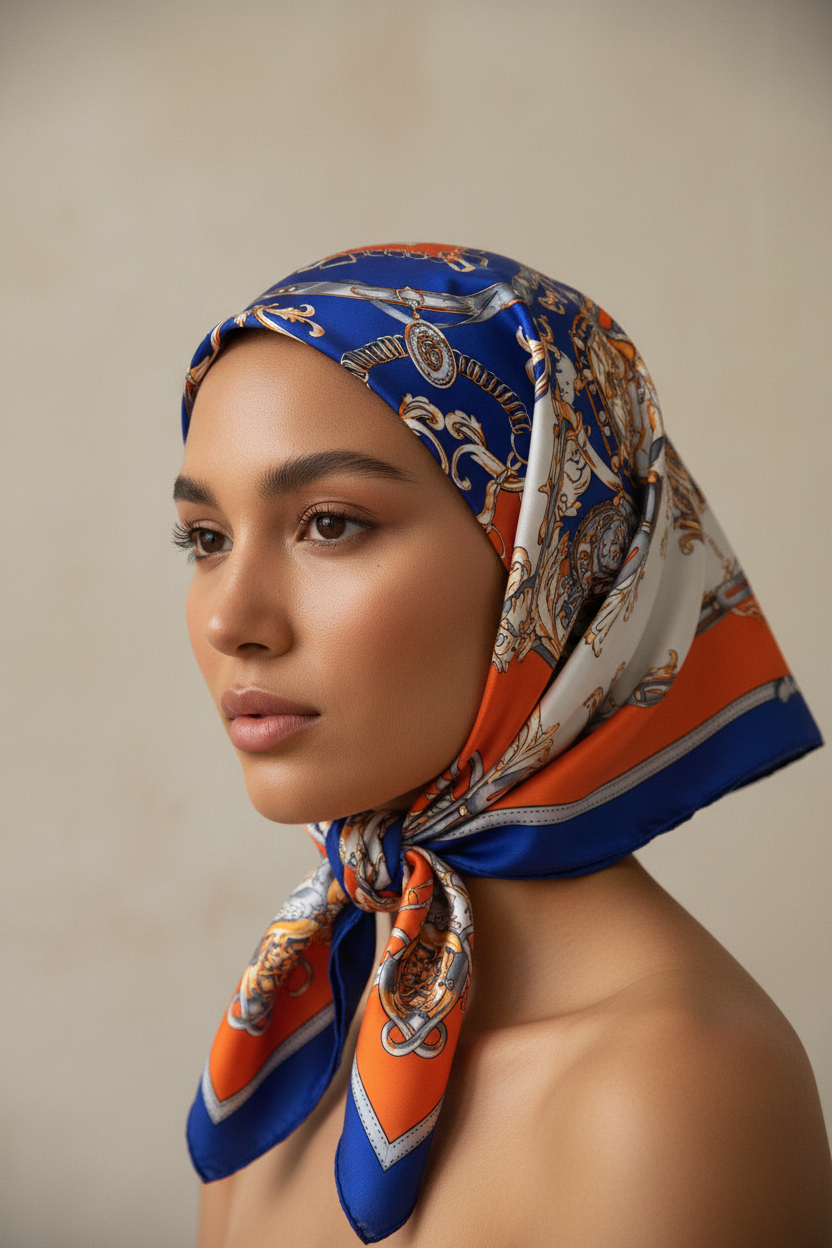 Foulard carré sur la tête
