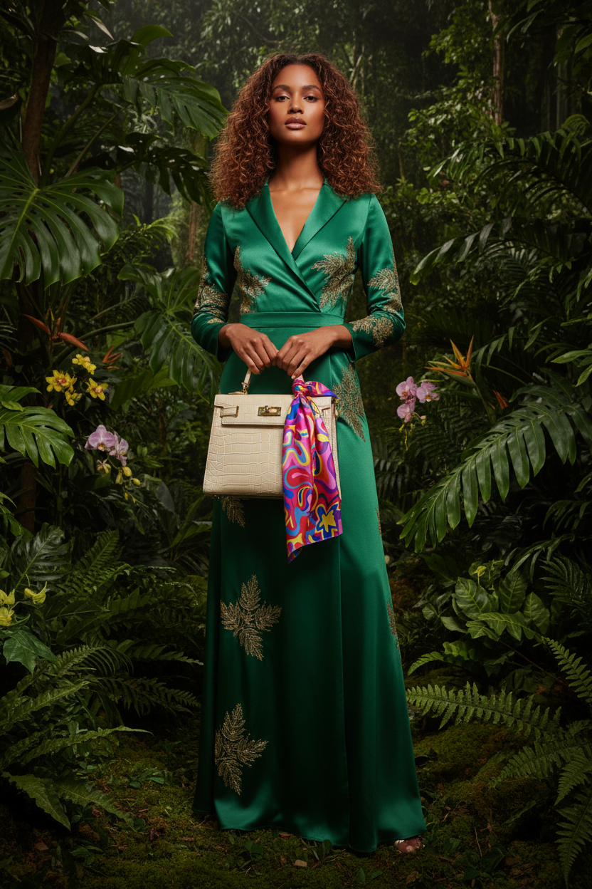 Foulard géométrique forêt tropicale