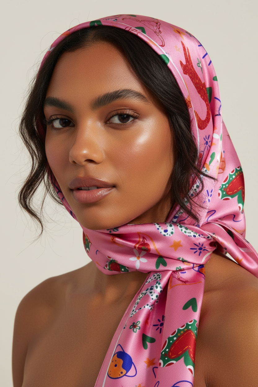 Foulard graphique sur la tête