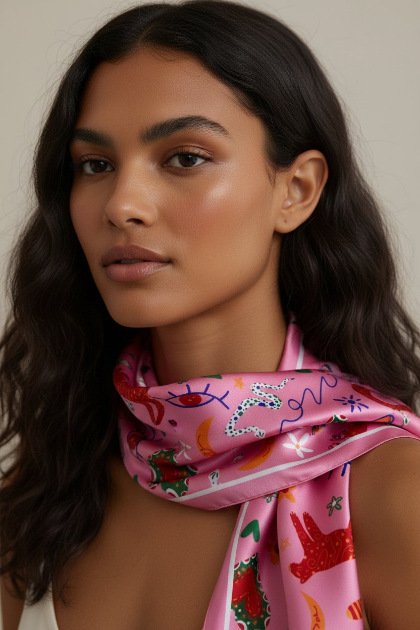 Foulard graphique sur le cou