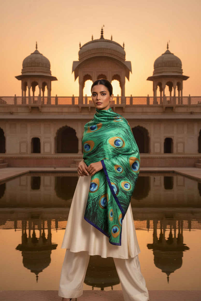 Foulard paon palais indien