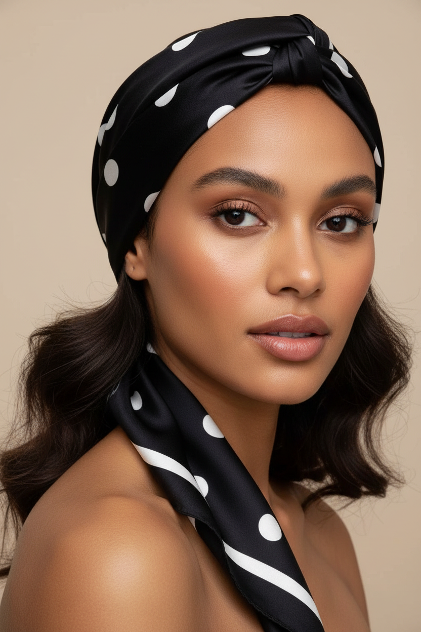 Foulard pois sur la tête