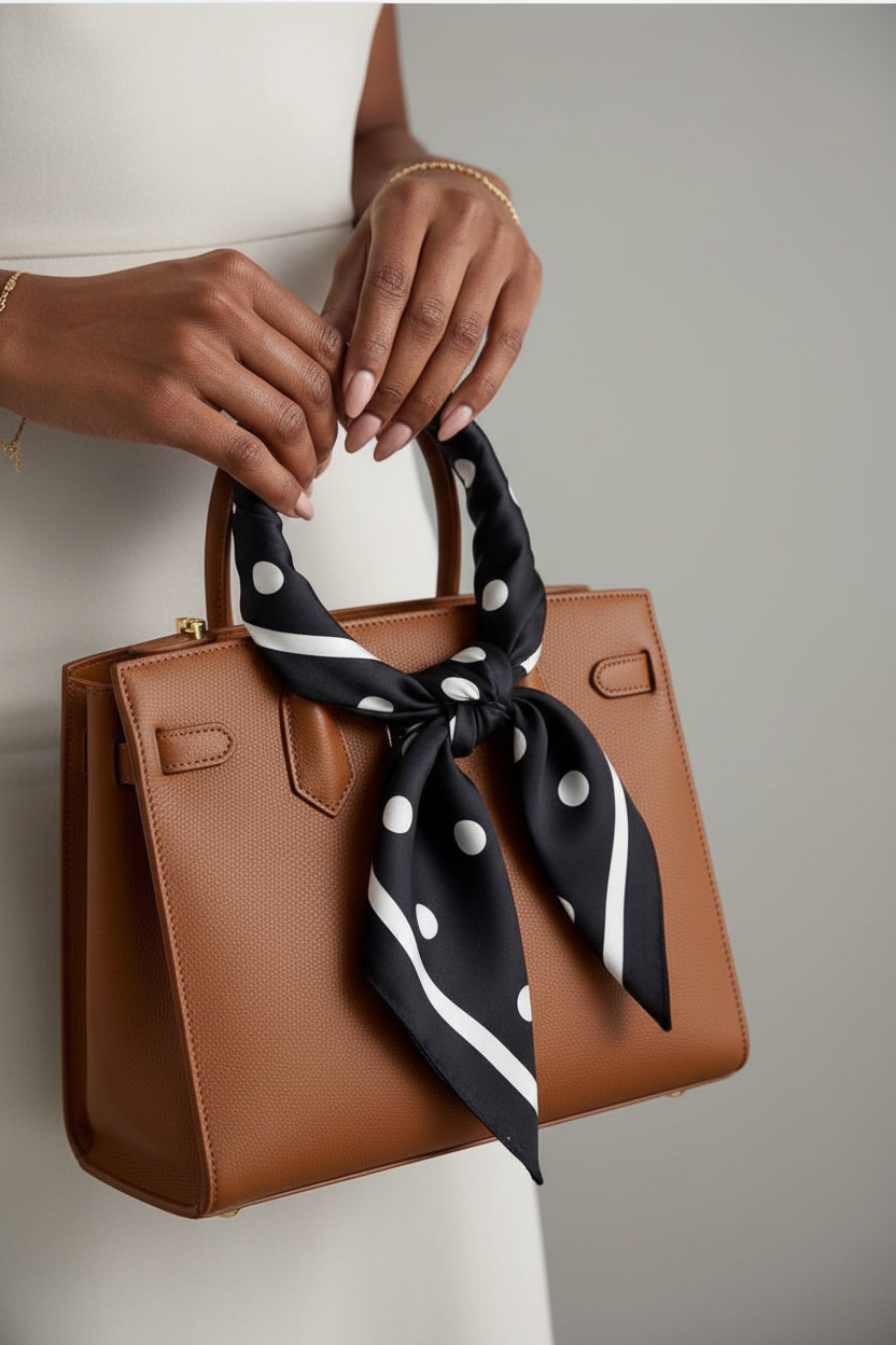 Foulard pois sur le sac