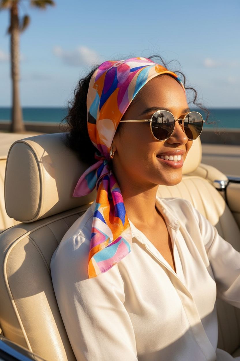 Foulard printemps en décapotable