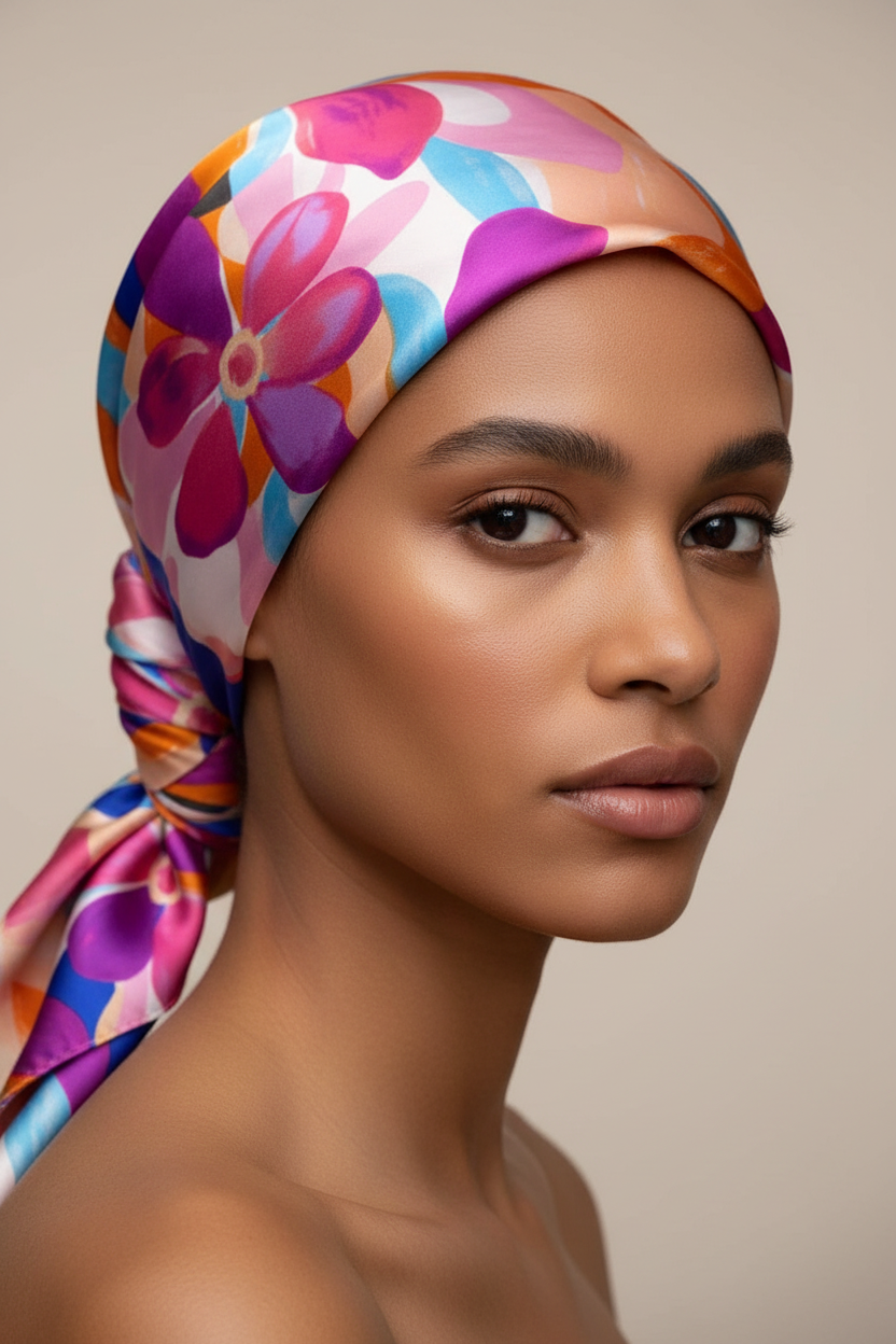 Foulard printemps sur la tête