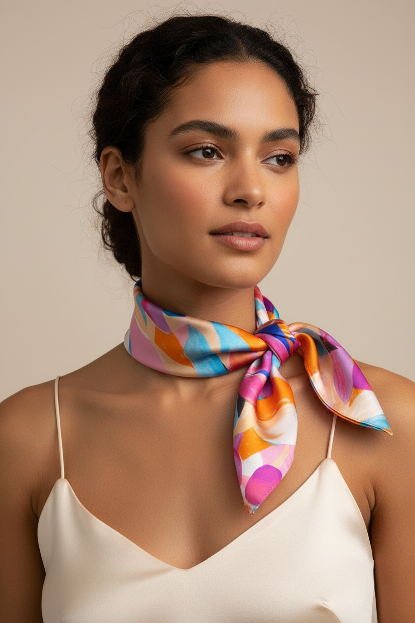 Foulard printemps sur le cou
