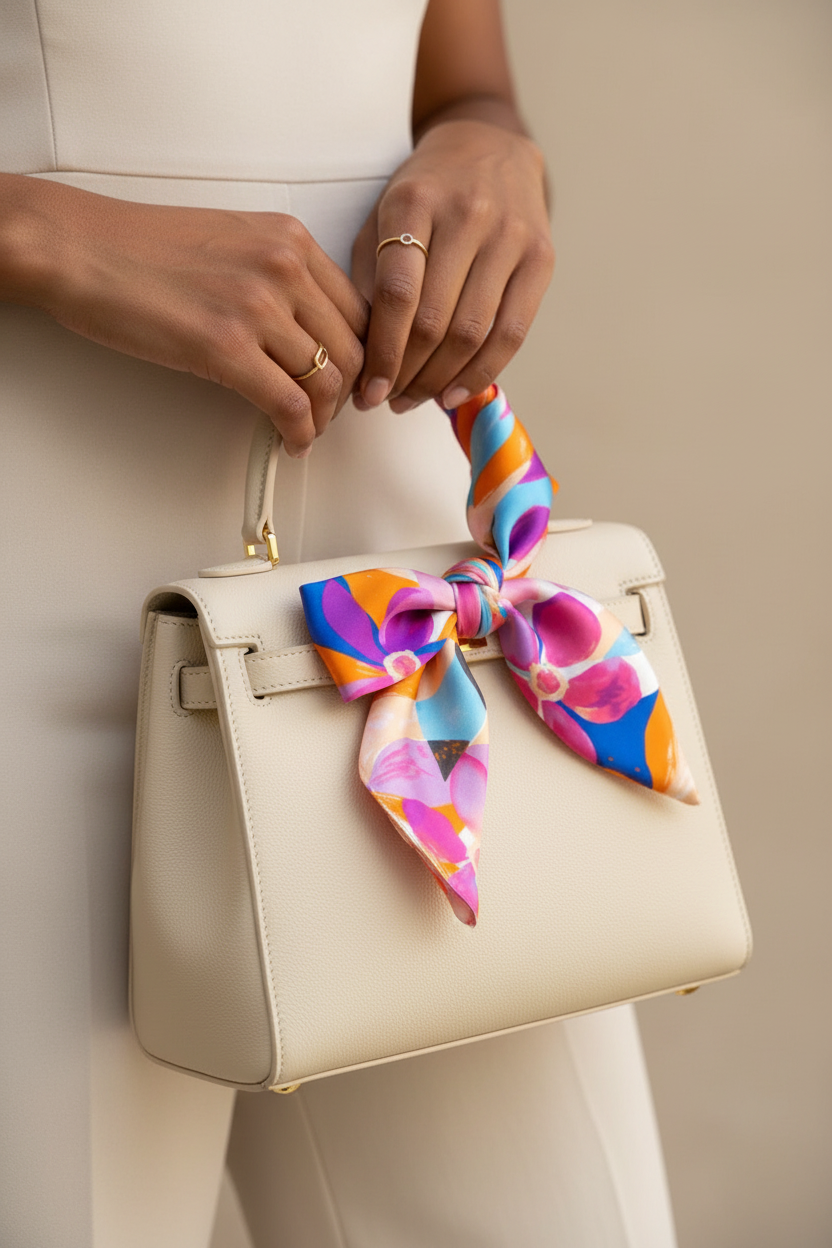 Foulard printemps sur le sac