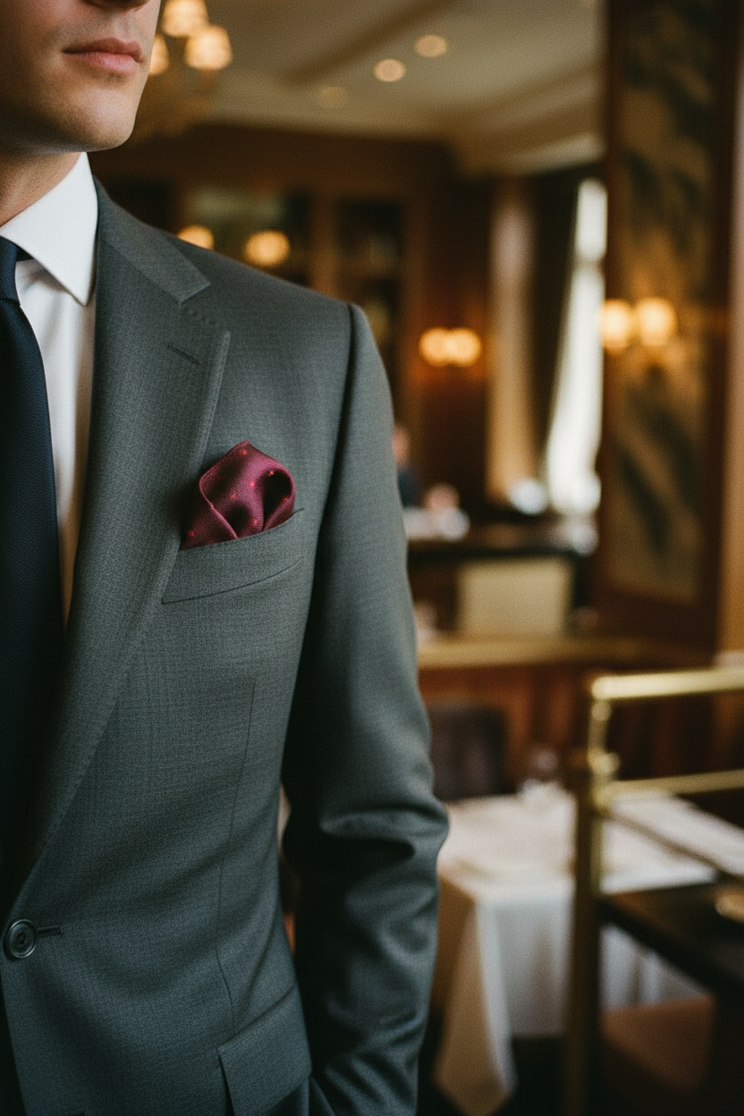 Pochette bordeaux - Homme élégant