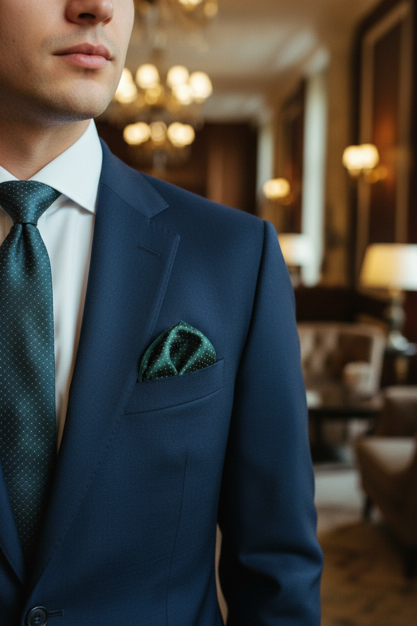 Pochette verte - Homme élégant